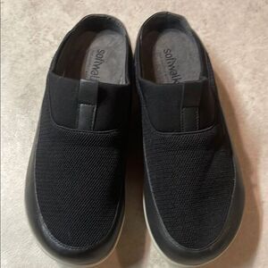 Softwalk Womens Black Leather Mesh Casual Comfy Clog Mule Shoe Sz 10W